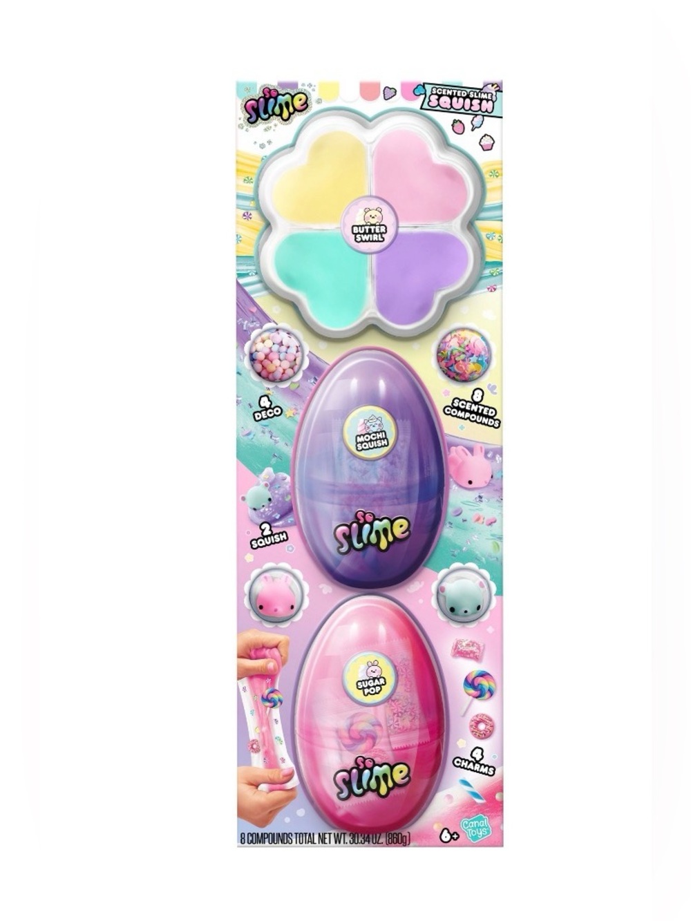 Slime Scented Squish Set - Pastel Yellow Pink Mint Purple